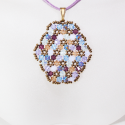 Pendant 30cm - Shea Oval-Mauve Suedine - Pendant 30cm - Laiton bronze